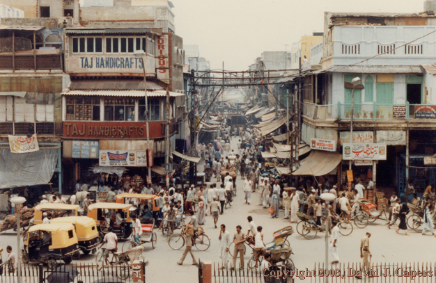 Old Delhi seen from one side of the Jamma Masjid. Photo 1985.